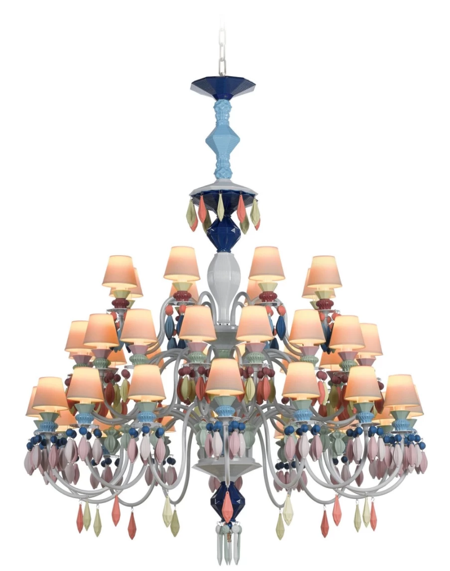 Lladró Belle De Nuit 40-Light Multicolor Chandelier – Handcrafted Porcelain Lighting
