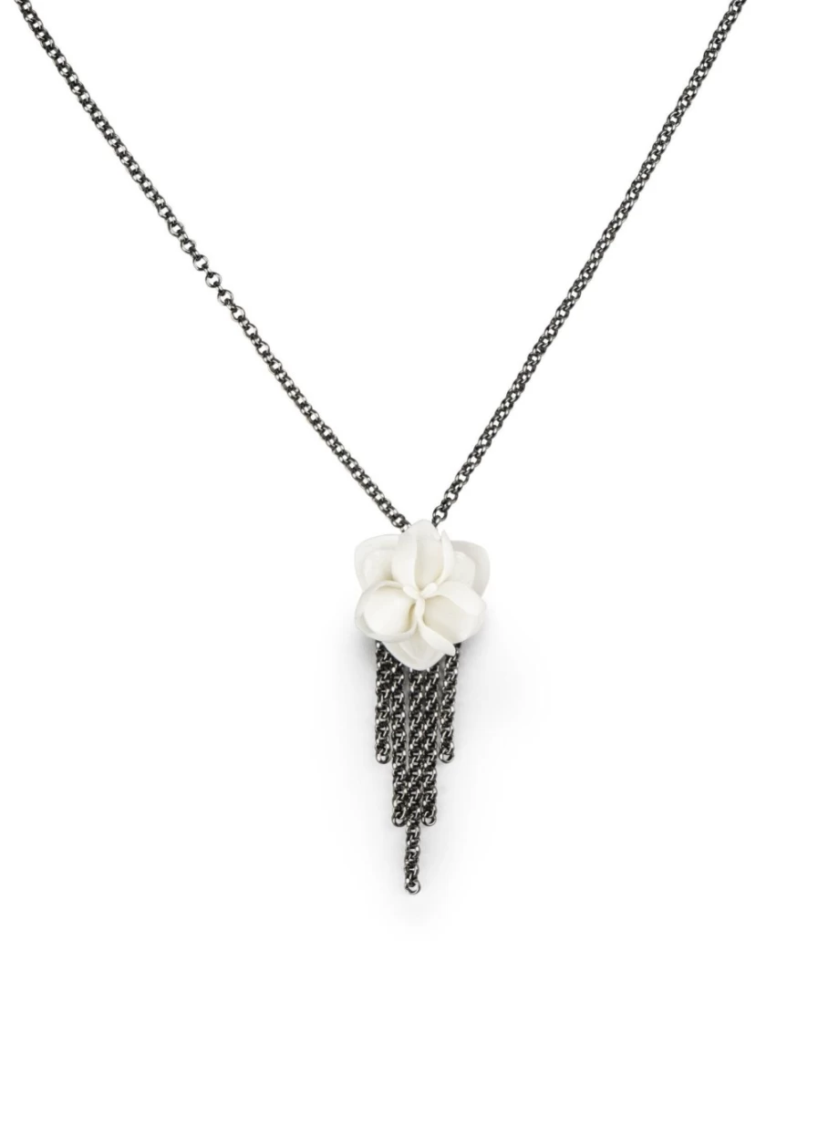 Lladró Orchid Flower Pendant - Handcrafted Porcelain Jewelry for Women