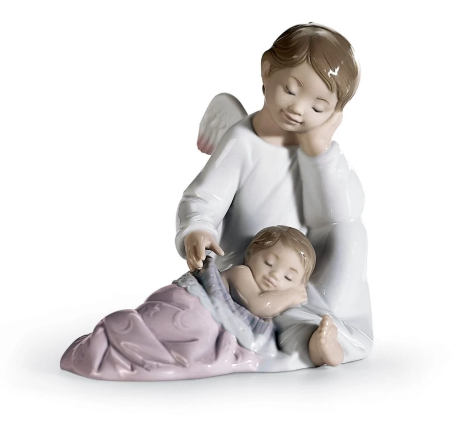 Lladró My Guardian Angel Pink Porcelain Figurine Collectible Art Piece