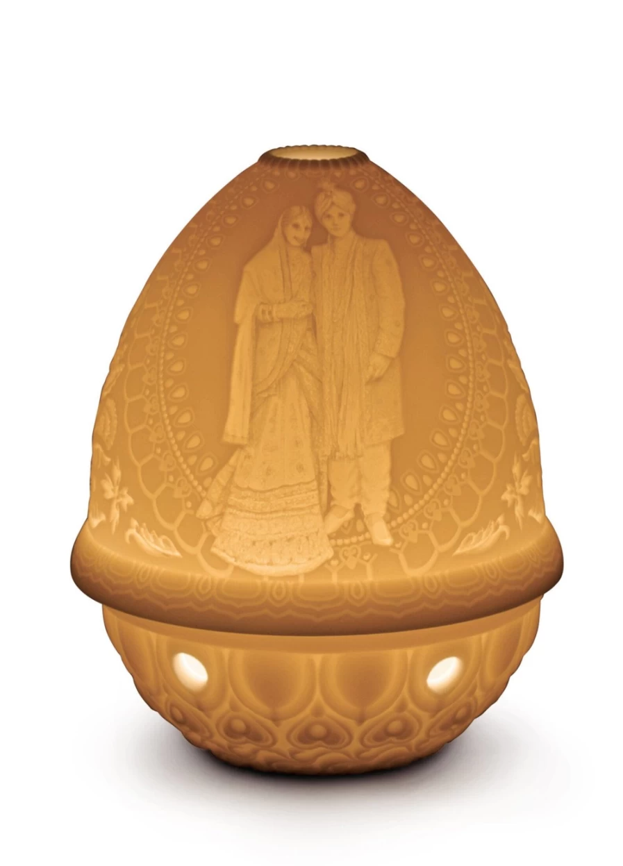 Lladró Indian Wedding Lithophane - Handcrafted Porcelain Night Light for Home Decor