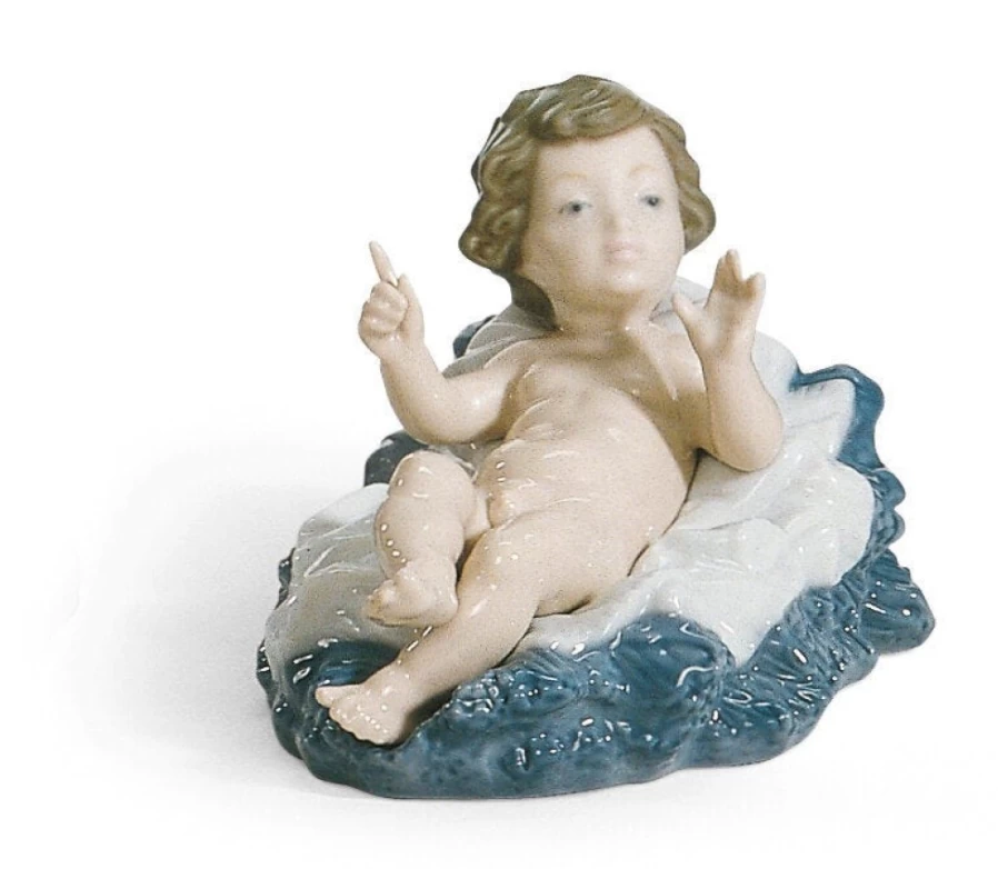 Lladró Baby Jesus Nativity Figurine - Handcrafted Porcelain Christmas Creche Statue