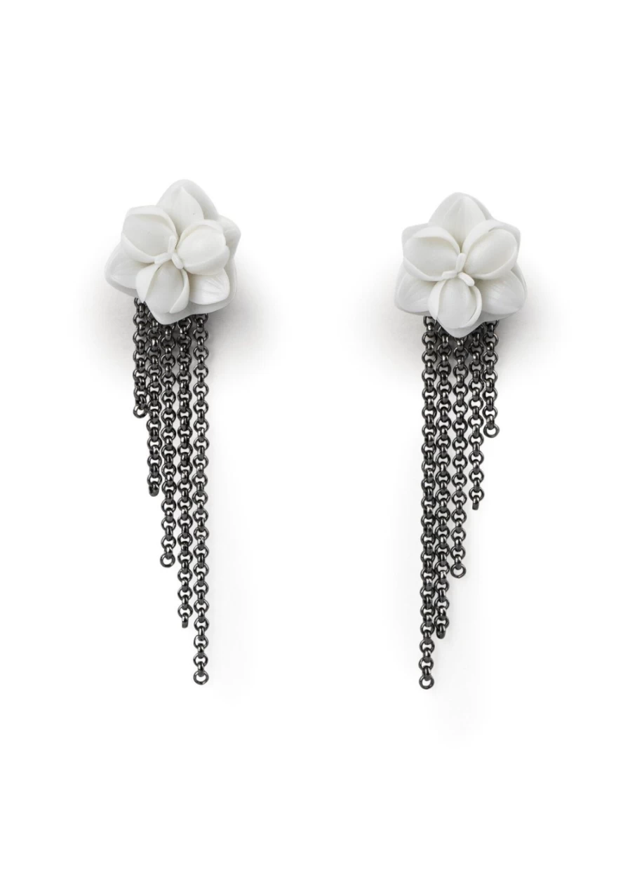 Lladró Orchid-Inspired Elegant Long Drop Earrings for Women