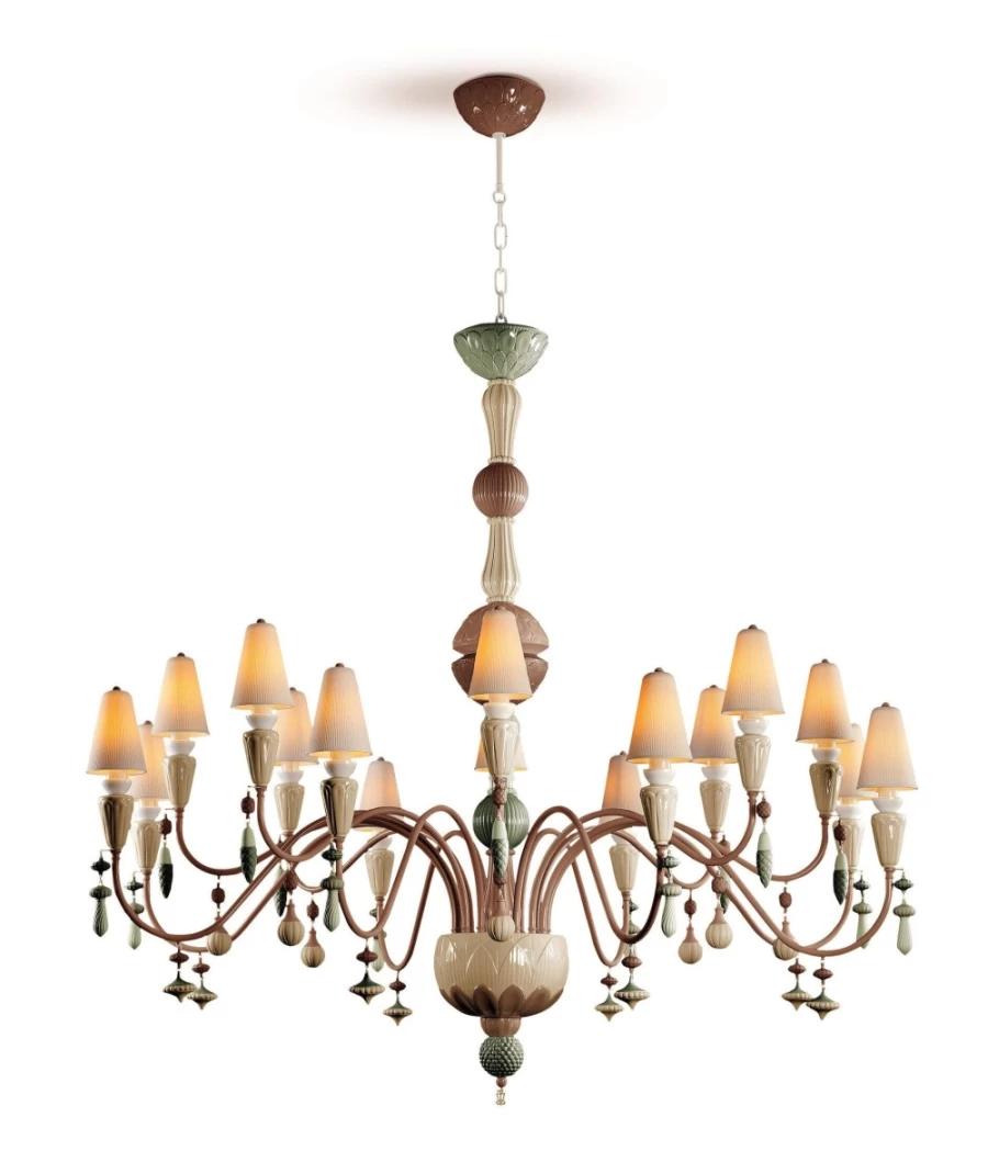 Lladró Ivy And Seed 16-Light Chandelier – Large Flat Model Spices Design for Elegant Dining Room Lighting