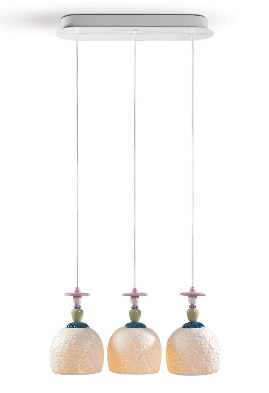 Lladró Mademoiselle Lineal 3-Light Ceiling Lamp Coastal Ocean Design for Living Room Bedroom