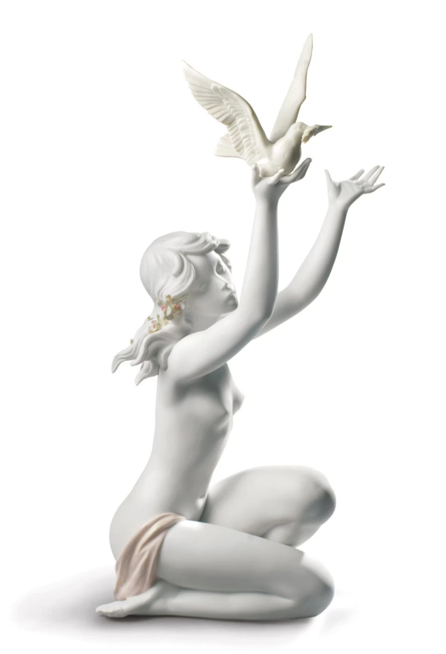 Lladró White Peace Offering Woman Figurine - Elegant Porcelain Sculpture