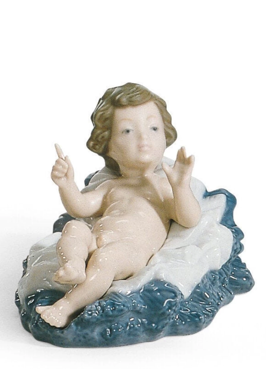 Lladró Baby Jesus Nativity Figurine - Handcrafted Porcelain Christmas Creche Statue