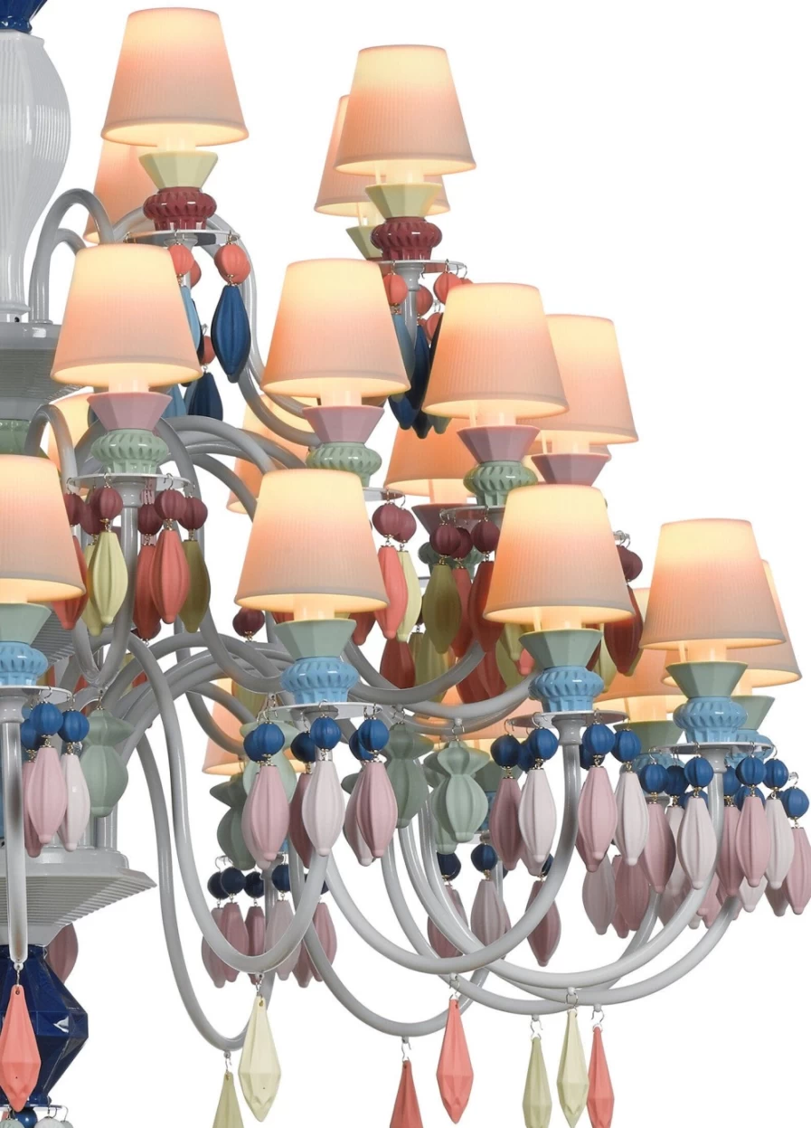 Lladró Belle De Nuit 40-Light Multicolor Chandelier – Handcrafted Porcelain Lighting