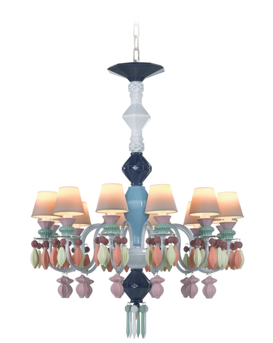 Lladró Belle De Nuit 12-Light Multicolor Chandelier for Elegant Home Decor