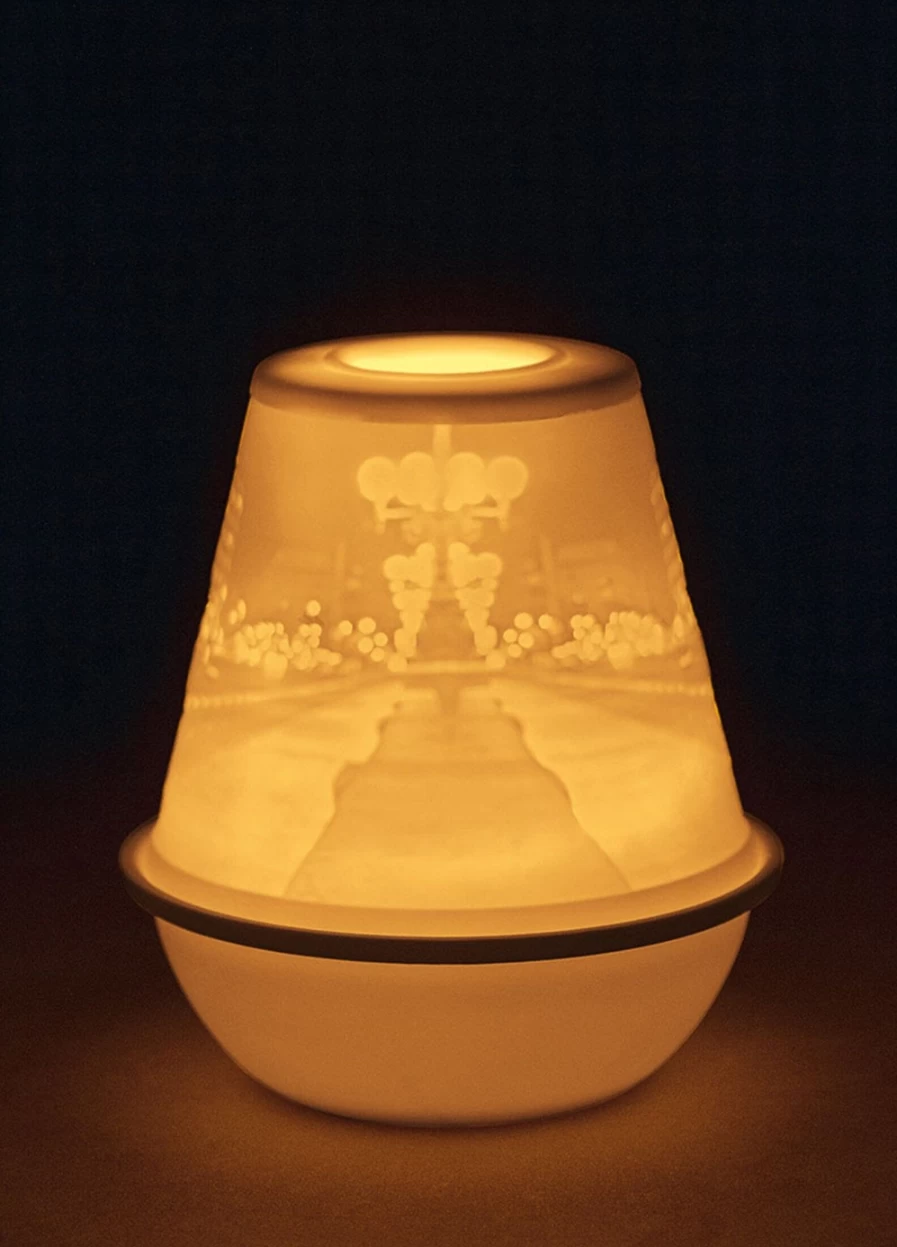 "Lladró City At Night Lithophane - Handcrafted Porcelain Night Light"