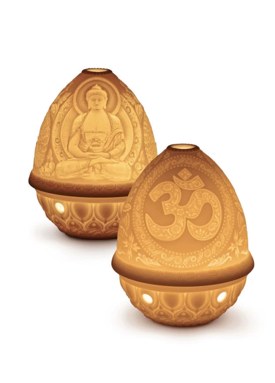"Lladró Om & Buddha Figurine Set – Handcrafted Spiritual Statues for Home Decor"