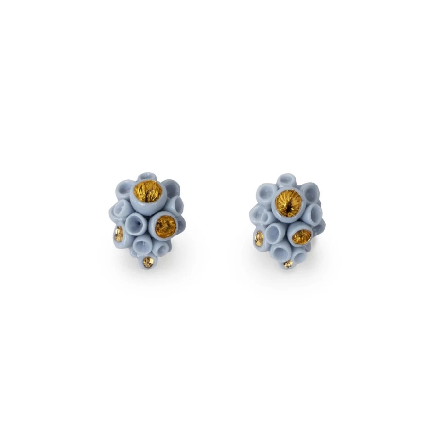 Lladró Coral Blue Reef Stud Earrings – Handcrafted Porcelain Jewelry