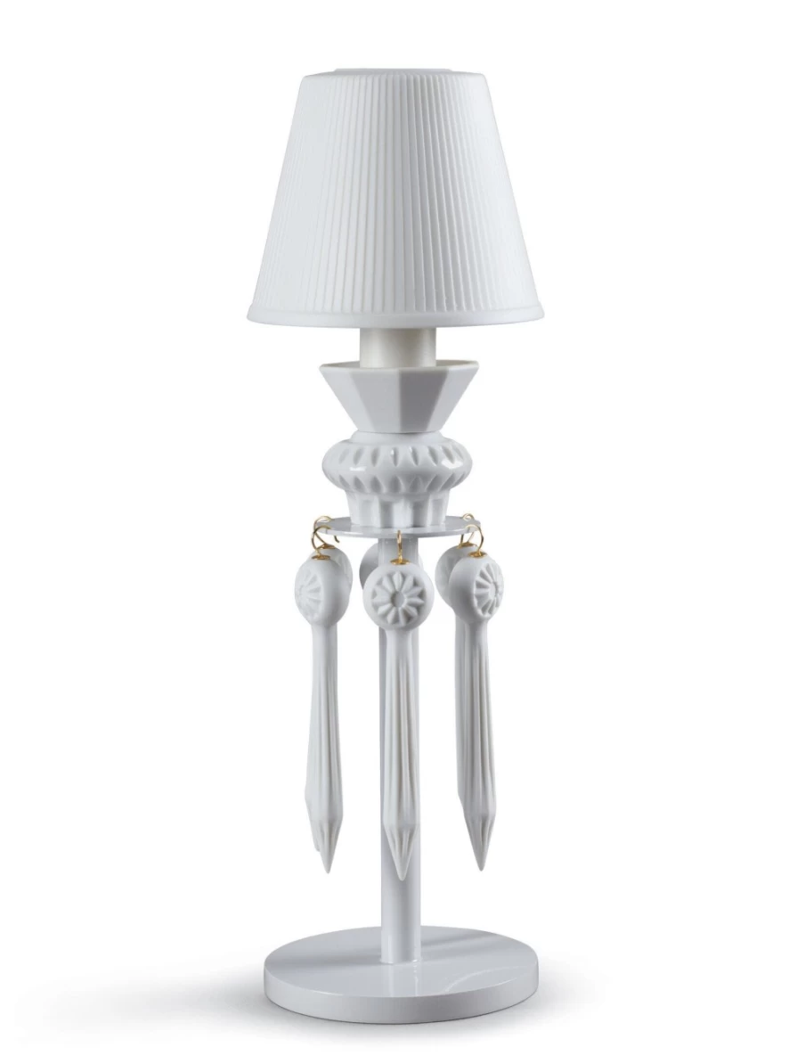 Lladró Belle De Nuit Lithophane Table Lamp in White | Elegant Night Light for Home Decor