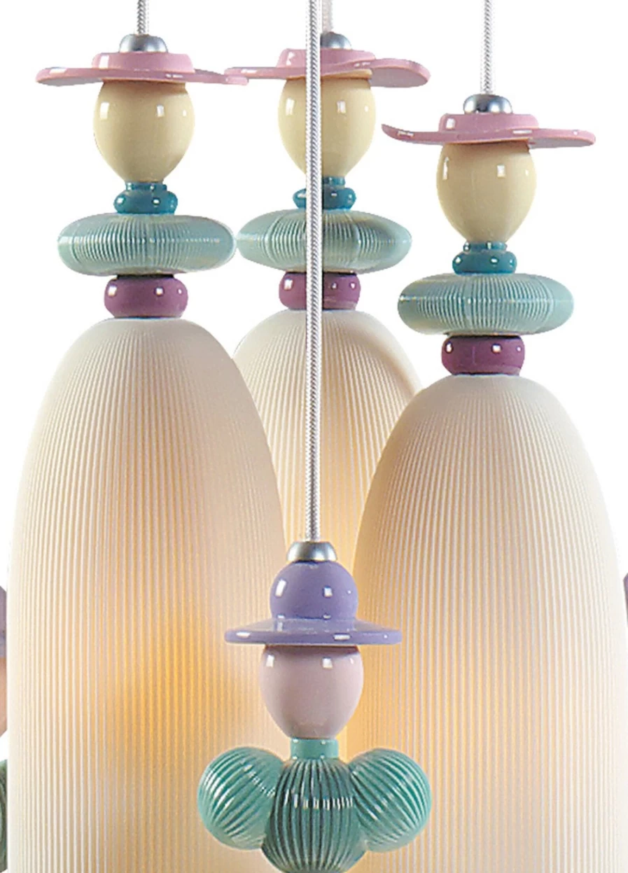 Lladró Mademoiselle 6-Light Chandelier: Elegant Floral Ceiling Lamp for Dining Room or Lawn