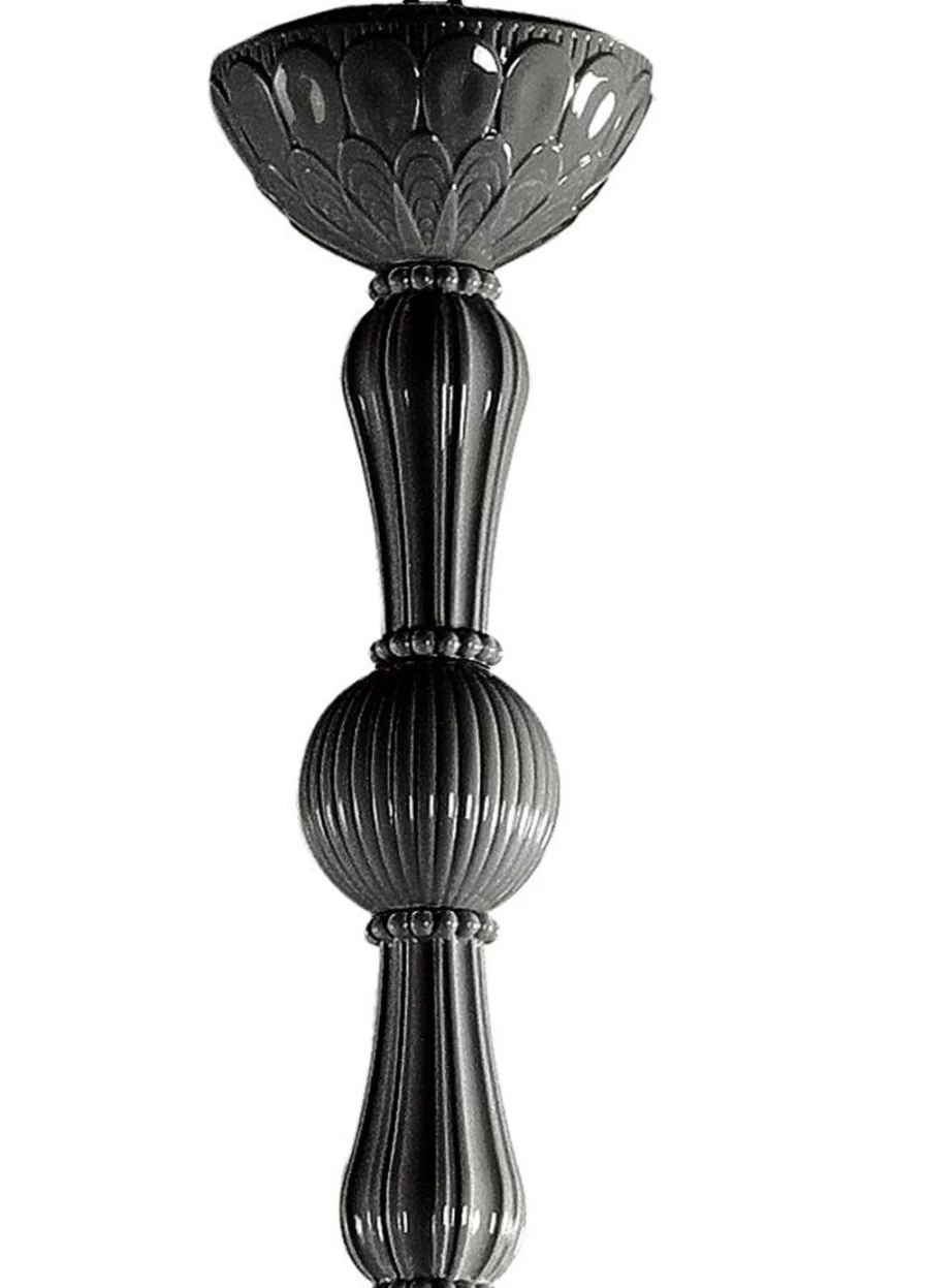 Lladró Ivy And Seed 16-Light Flat Chandelier in Absolute Black - Large Modern Ceiling Lighting for US Homes