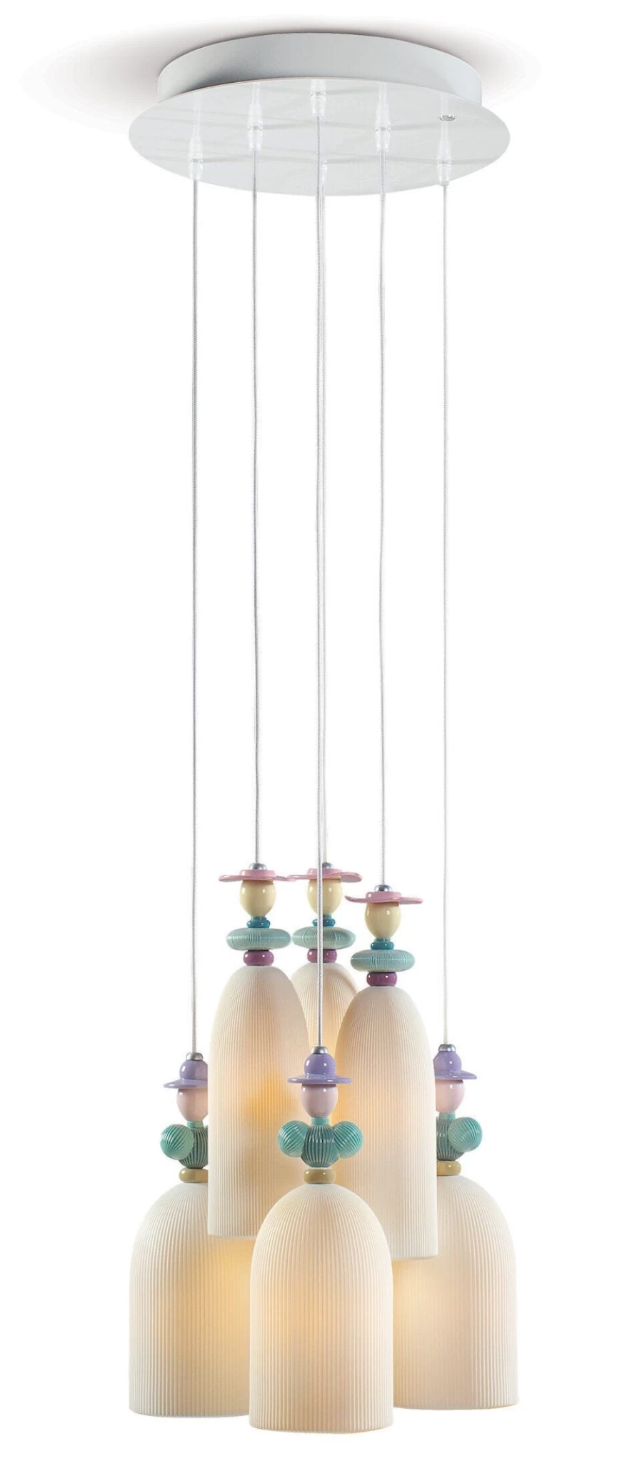 Lladró Mademoiselle 6-Light Chandelier: Elegant Floral Ceiling Lamp for Dining Room or Lawn