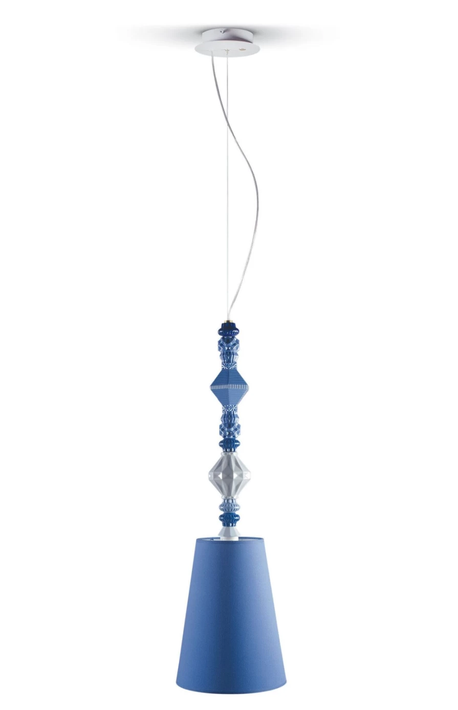 Lladró Belle De Nuit Blue Ceiling Lamp II | Elegant Handcrafted Porcelain Light Fixture