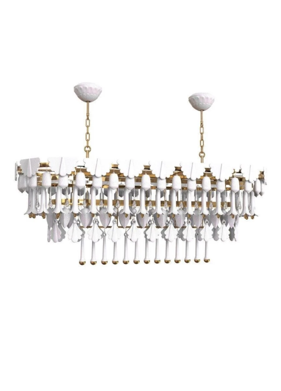 Lladró Seasons Oval Chandelier 150cm Sunrise Design - Elegant Ceiling Light Fixture