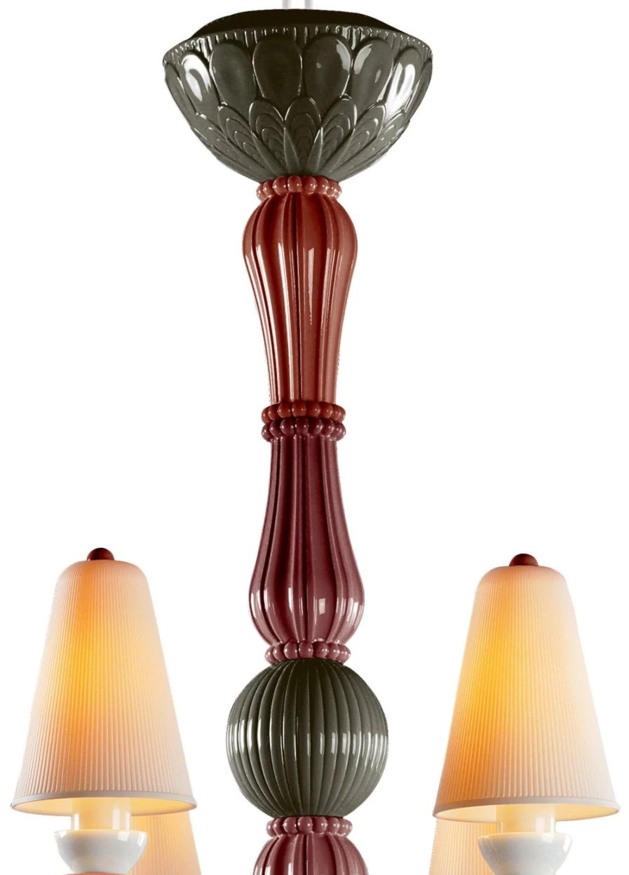 Lladró Ivy And Seed 8-Light Chandelier in Red Coral - Elegant Ceiling Lighting for US Homes