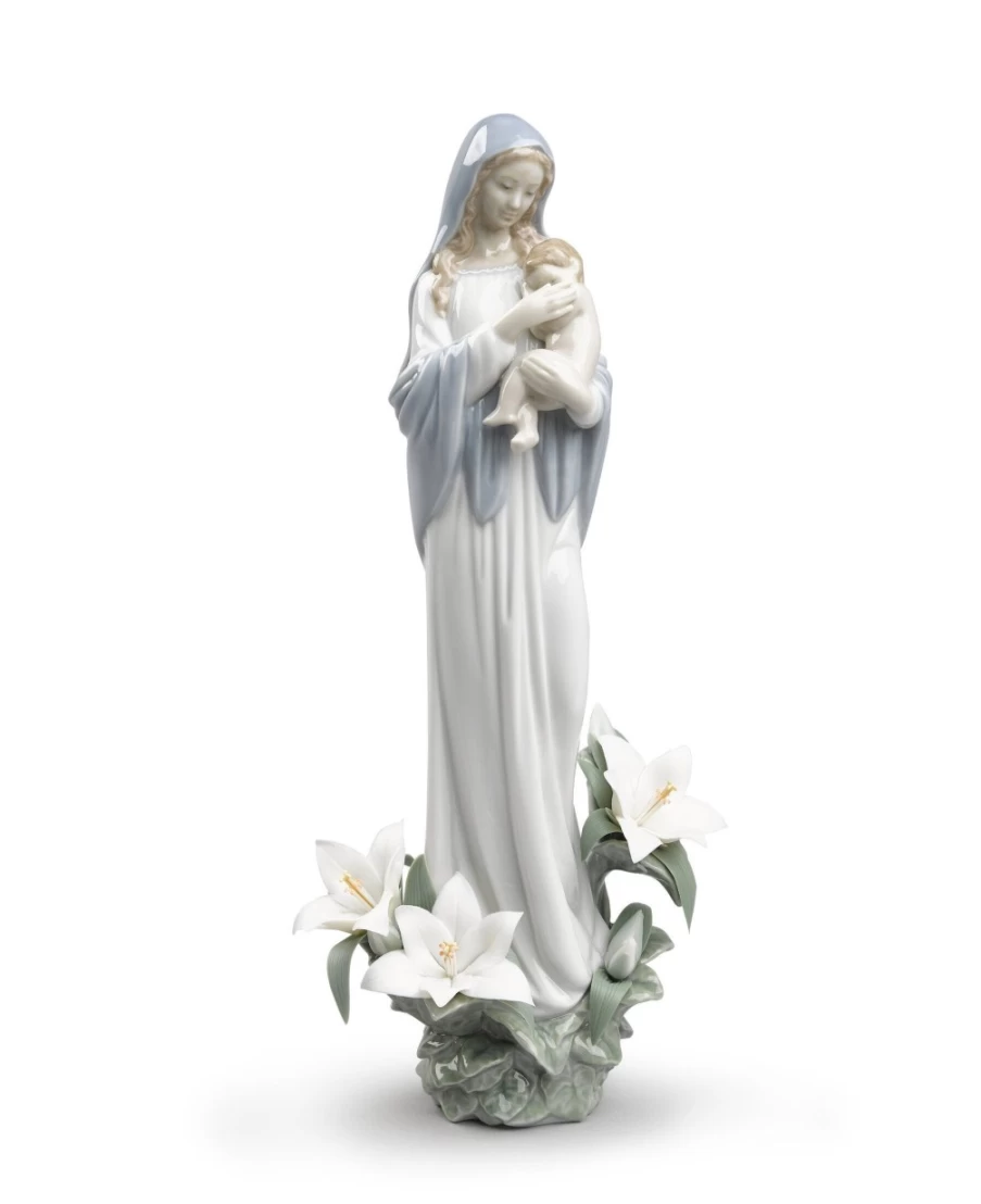 Lladró Madonna Of The Flowers Porcelain Figurine - Handcrafted Collectible Art Piece