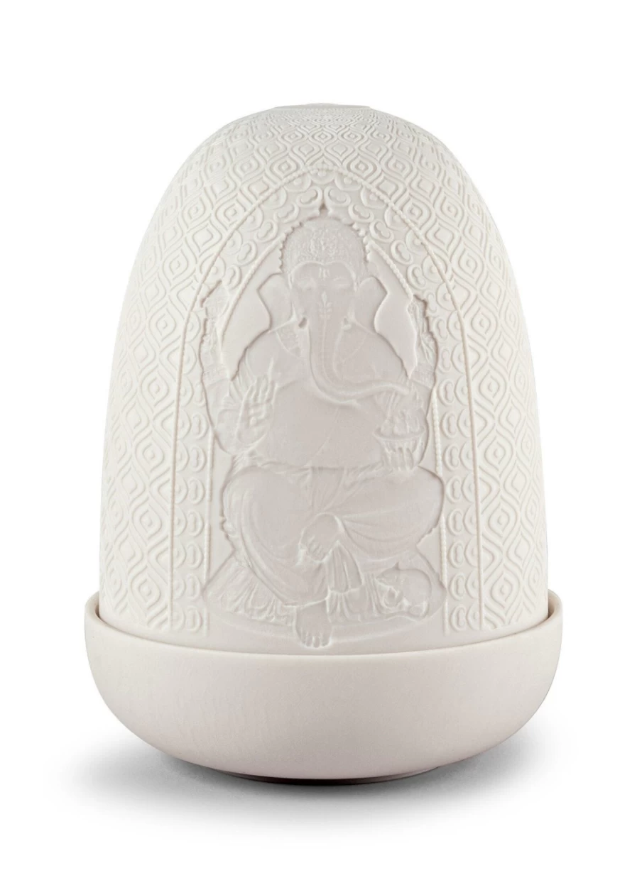Lladró Lord Ganesha & Goddess Lakshmi Handcrafted Porcelain Dome Table Lamp