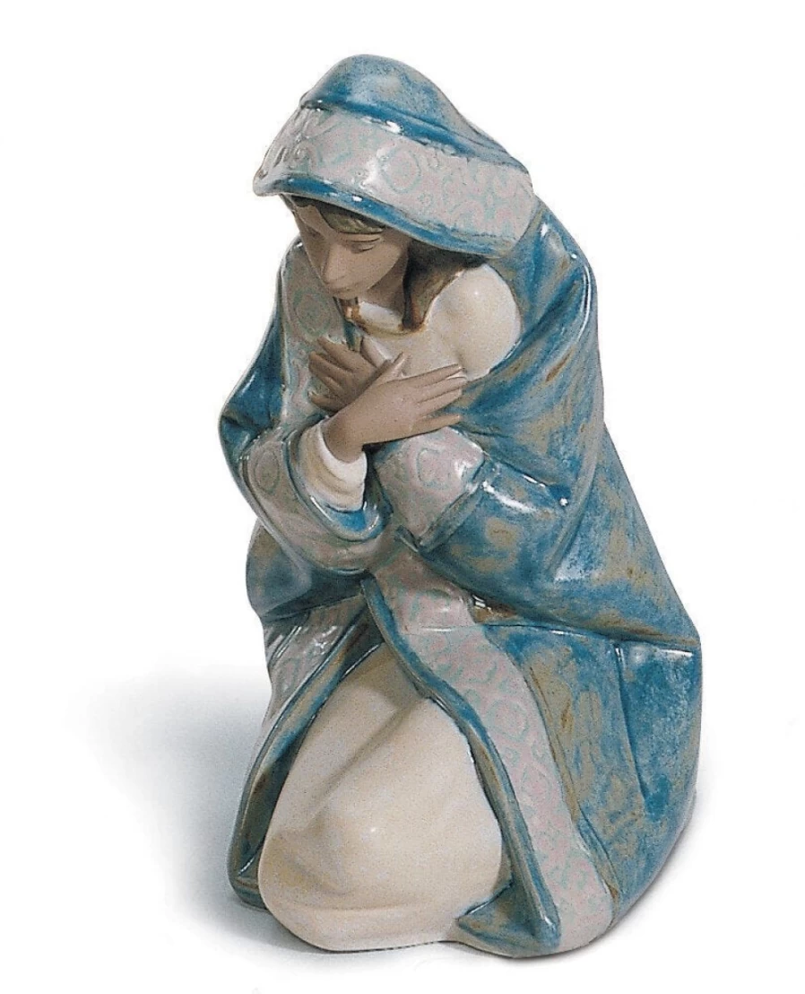 Lladró Mary Nativity Figurine - Handcrafted Gres Porcelain Christmas Decor