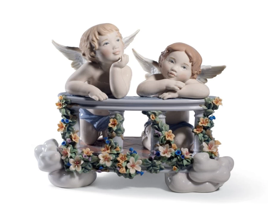 Lladró Limited Edition Celestial Balcony Angels Figurine - Collectible Porcelain Statue