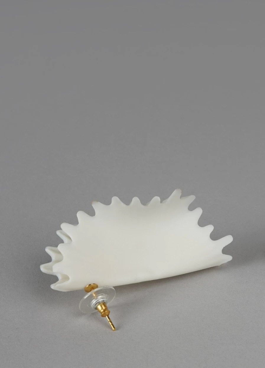 Lladró White and Gold Gloss Actinia Statement Earrings
