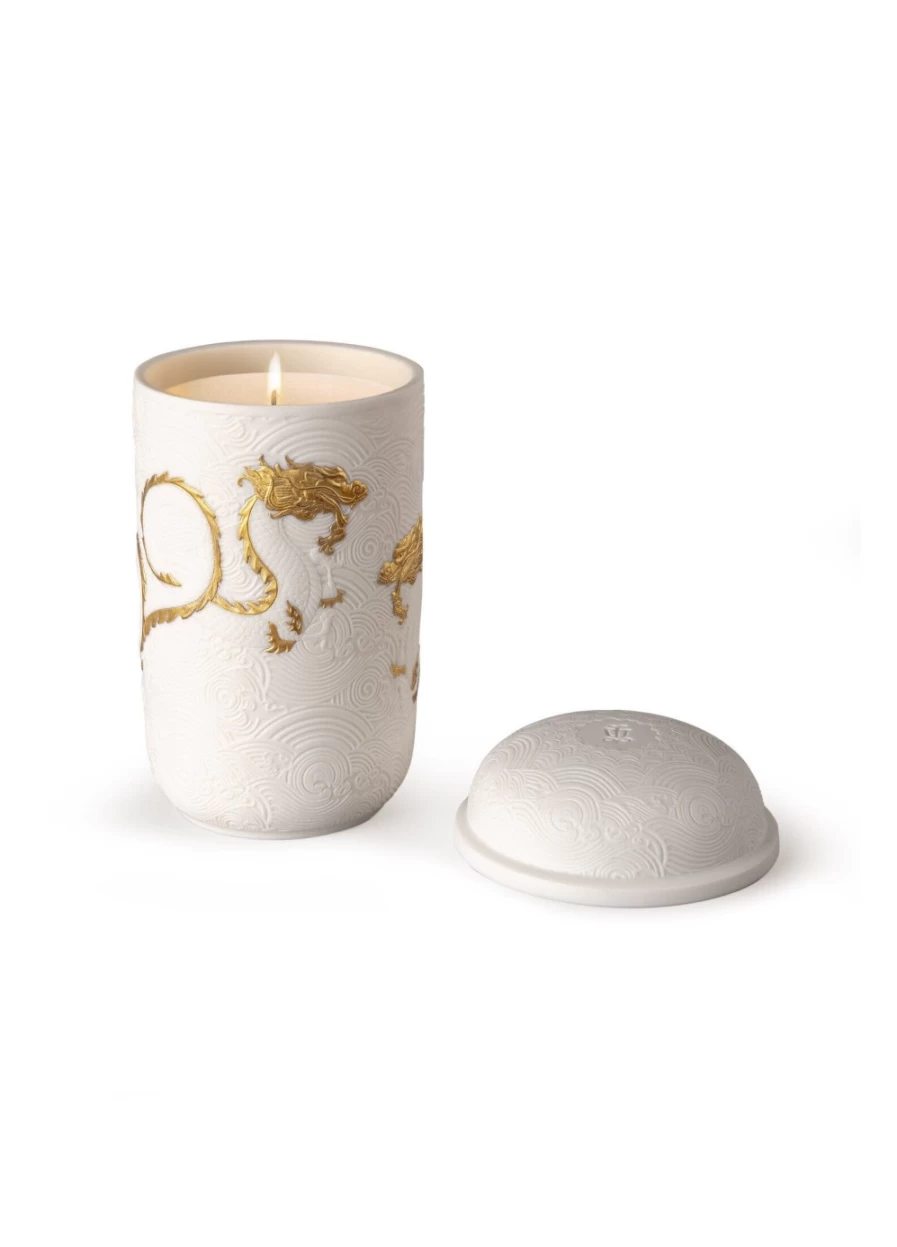 Lladró Golden Dragons Scented Candle - Gardens Of Valencia Fragrance for Home Decor