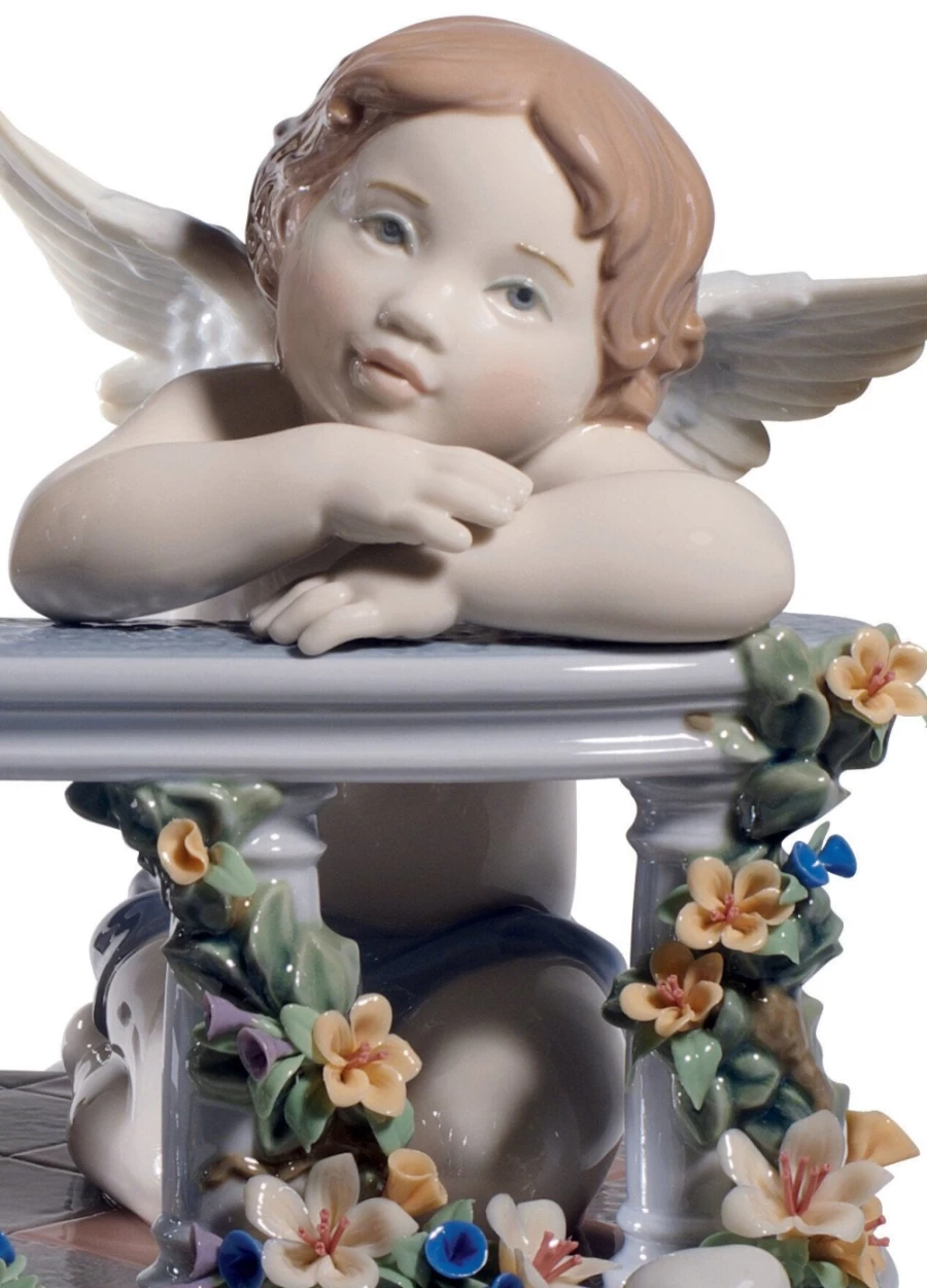 Lladró Limited Edition Celestial Balcony Angels Figurine - Collectible Porcelain Statue
