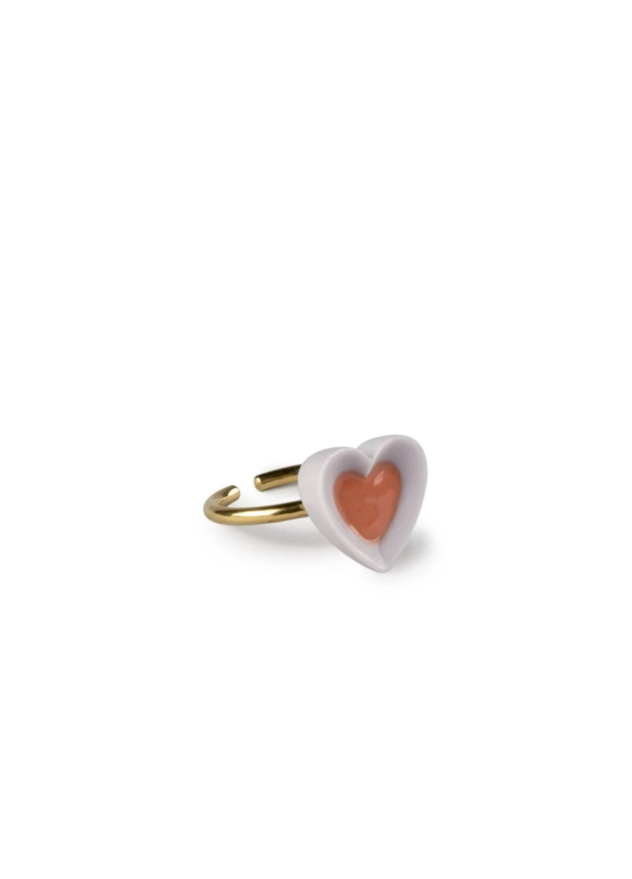 Lladró Violet & Red Hearts Metal Ring - Elegant Jewelry for Romantic Gifts