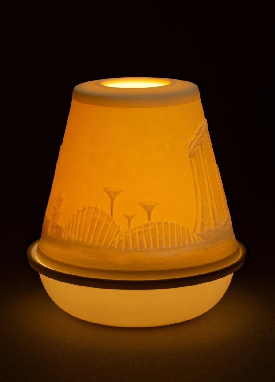 Lladró Singapore Skyline Lithophane Night Light - Handcrafted 3D Porcelain Art