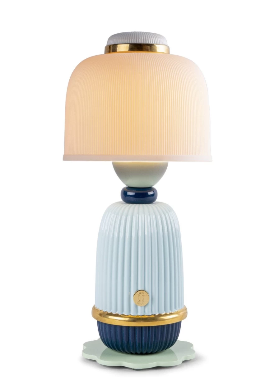 Lladró Blue Kokeshi Lamp - Handcrafted Japanese Style Decorative Lighting