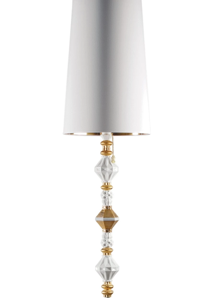 Lladró Belle De Nuit II Golden Floor Lamp - Elegant Luster Lighting for Home Decor