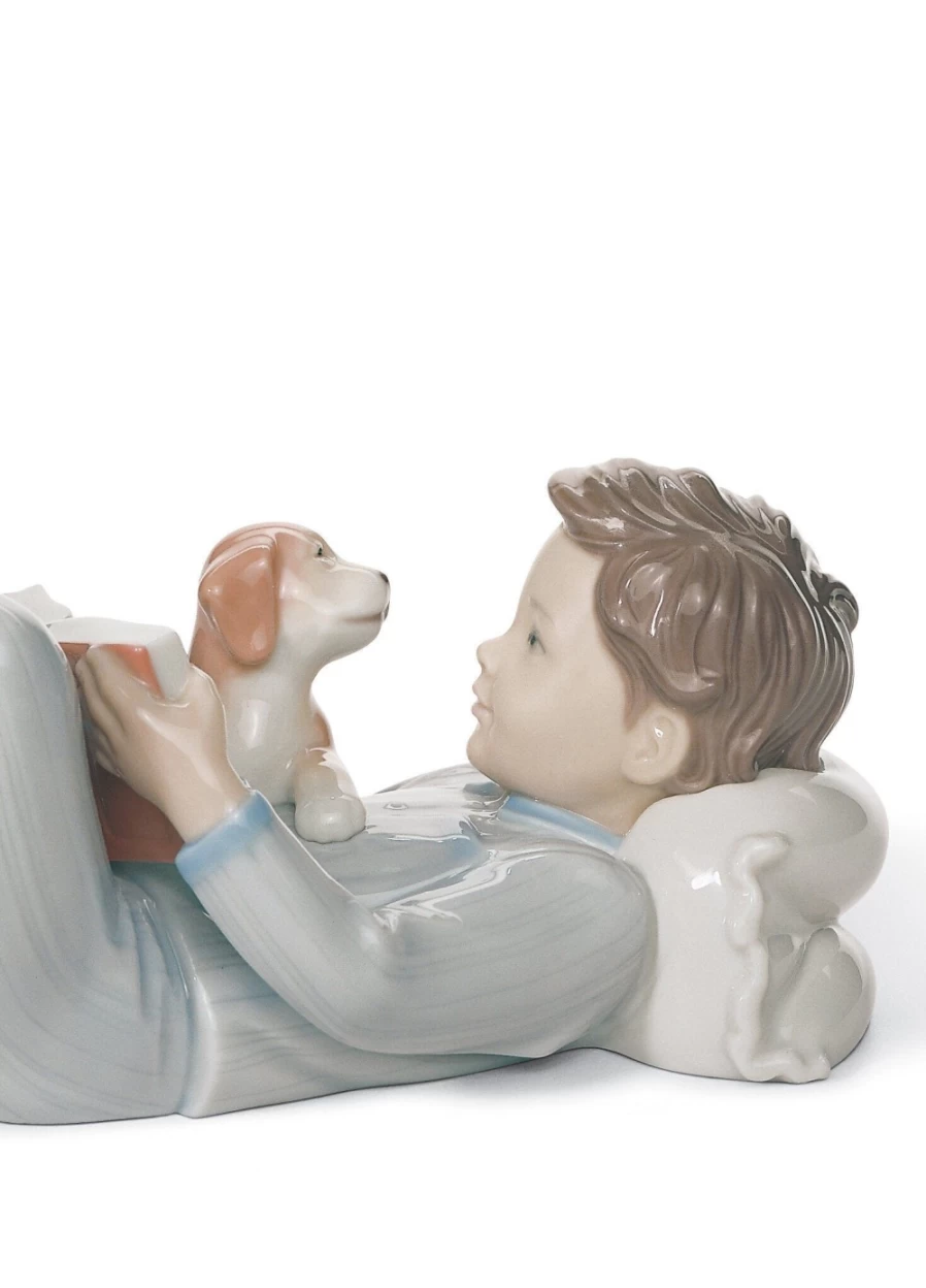 "Lladró Porcelain 'Shall I Read You A Story?' Boy Figurine Collector's Edition"