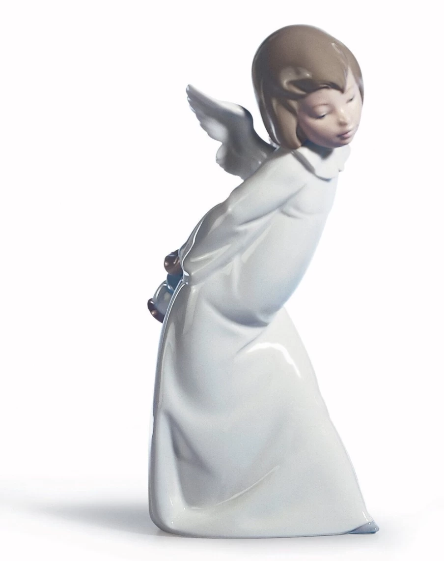 "Lladró Curious Angel Figurine - Exquisite Collectible Porcelain Statue"