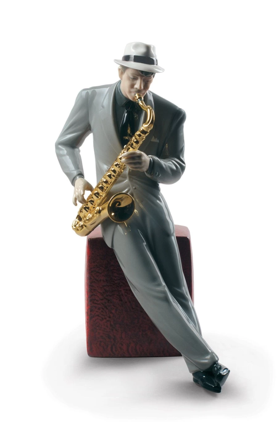 Lladró Handcrafted Jazz Saxophonist Porcelain Figurine – Collectible Music-Inspired Sculpture