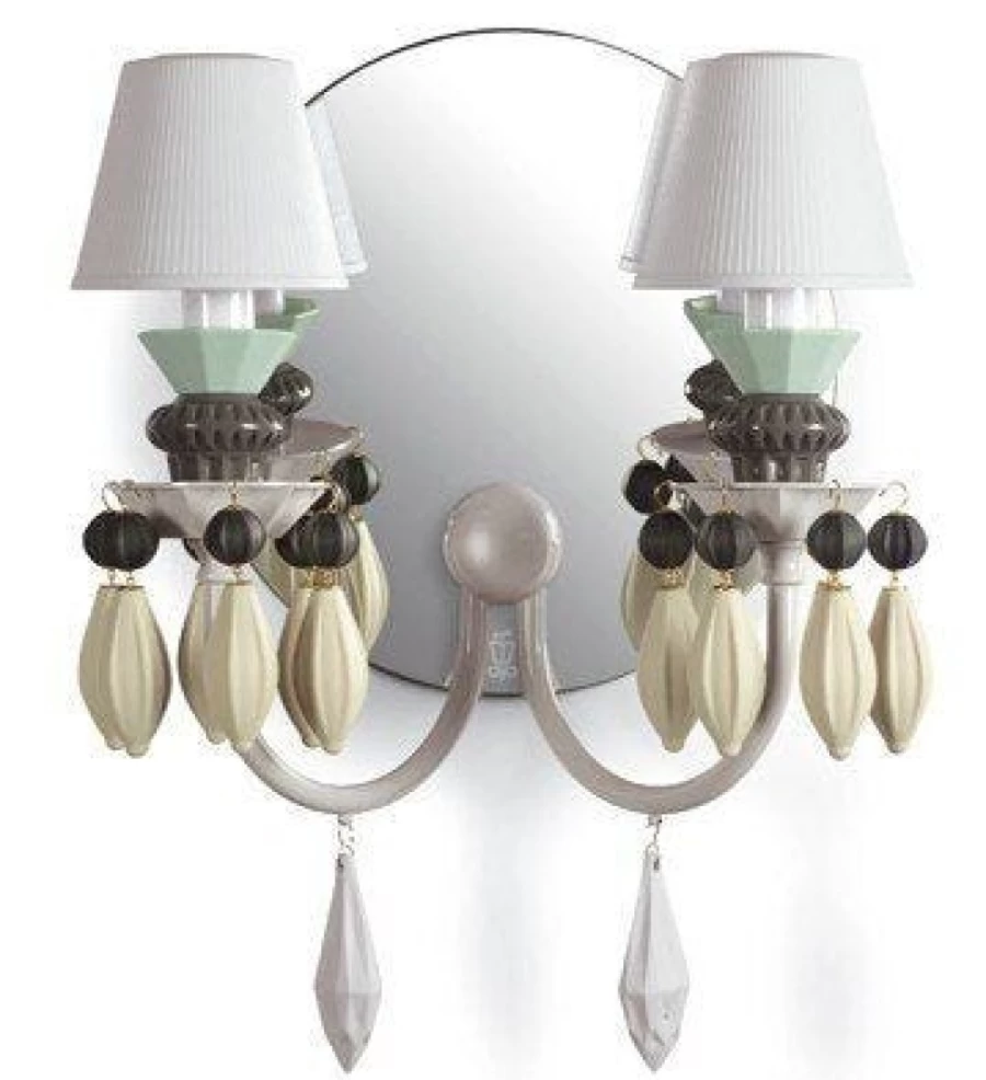 Lladró Belle De Nuit Black 2-Light Wall Sconce for US Market