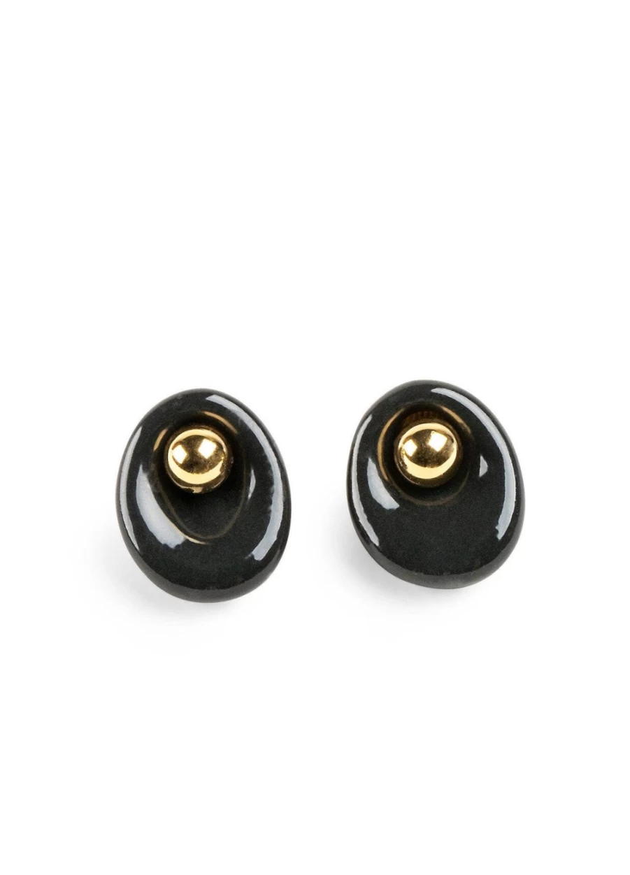 Lladró Black and Gold Luster Golden Pebbles Stud Earrings – Elegant Jewelry