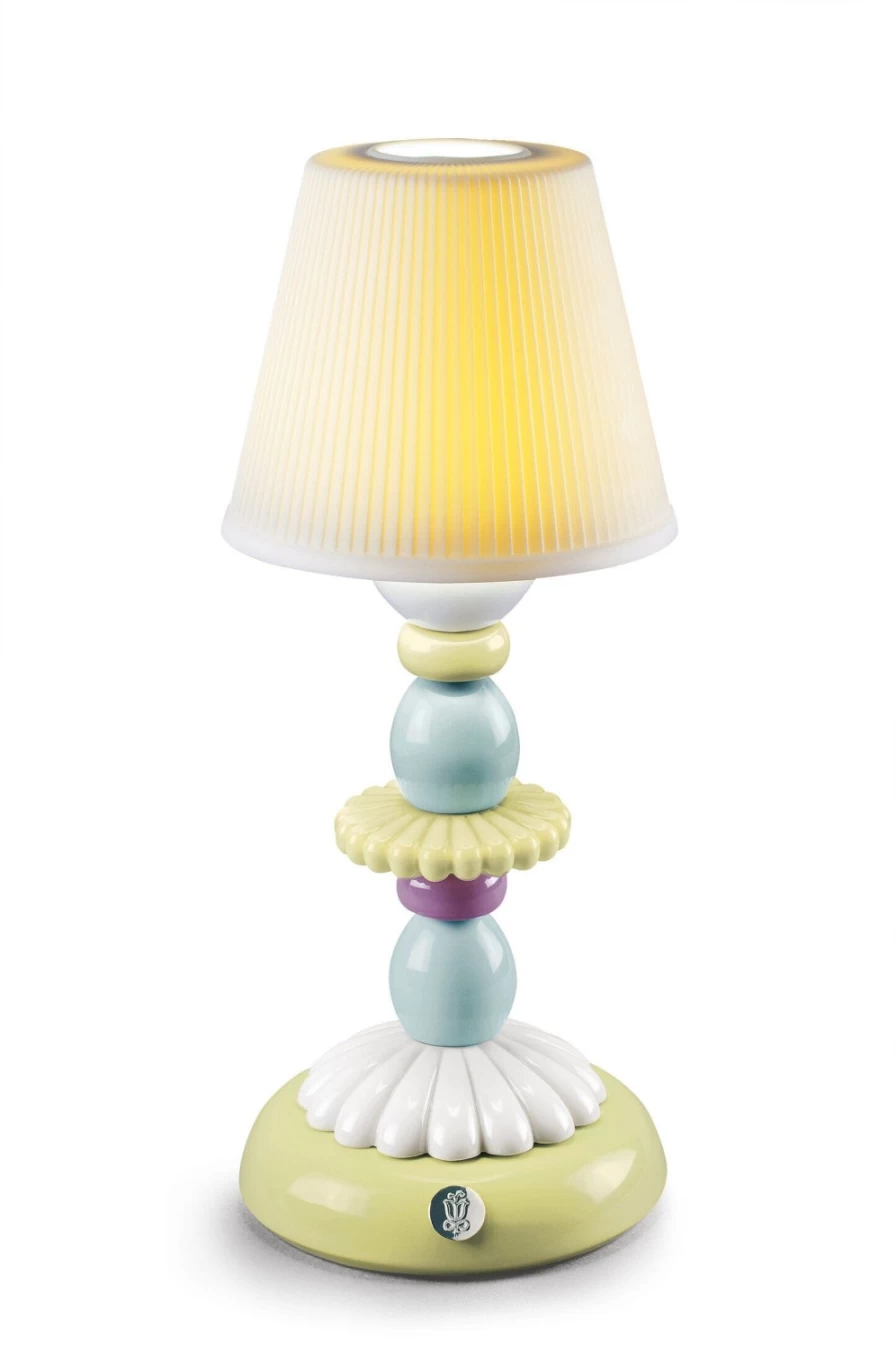 Lladró Lotus Firefly Table Lamp - Handcrafted Blue and Green Ceramic Night Light