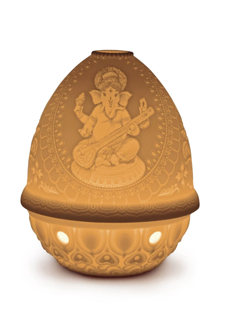 Lladró Veena Ganesha Lithophane Night Light - Handcrafted Divine Decor